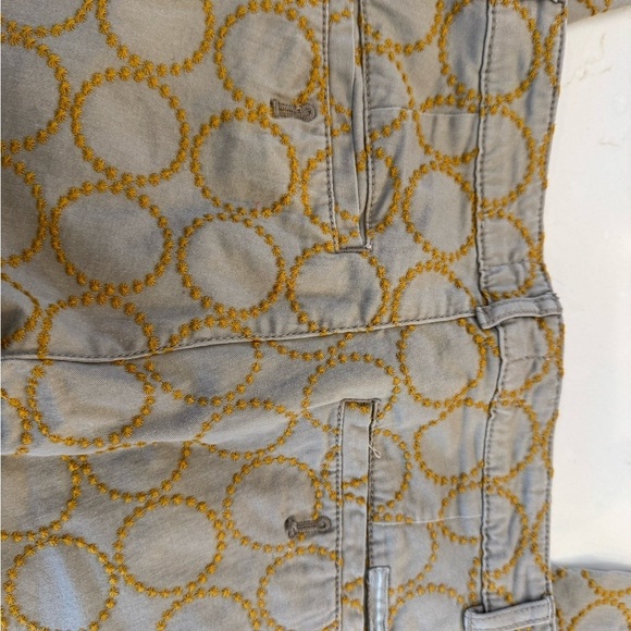 Anthropologie Chino Khaki and Gold Embroided Circle Ankle Pant / 27 / Relaxed - Picture 6 of 12